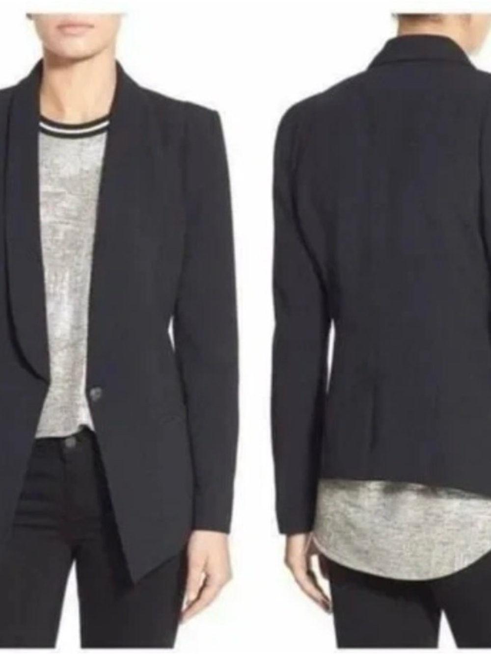 Trouve Black Single-Button Tailored Blazer. Size L